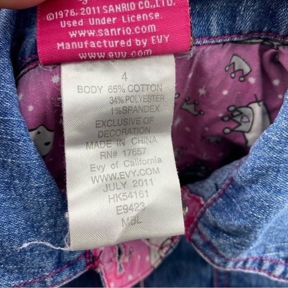 PRINCESS HELLO KITTY KIDS JEANS JACKET SIZE 4 - Picture 3 of 4